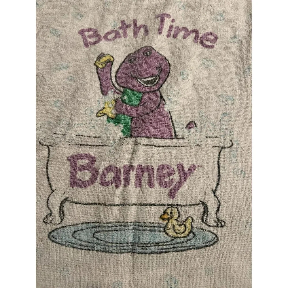 Vintage 1992 Barney Bath Time Towel Barney in Bath Tub 42